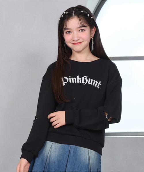 PINKHUNT(ピンクハント)の「PINKHUNT ピンクハント ロゴワッペントレーナー 1153K(スウェット・キッズ・ブラック/パープル・130cm/140cm/150cm/160cm/120cm)」の1枚目の写真