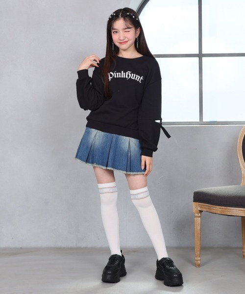PINKHUNT(ピンクハント)の「PINKHUNT ピンクハント ロゴワッペントレーナー 1153K(スウェット・キッズ・ブラック/パープル・130cm/140cm/150cm/160cm/120cm)」の7枚目の写真