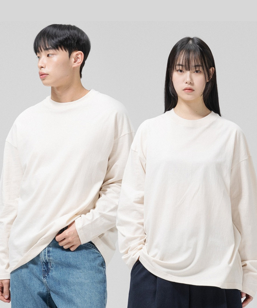 GRANFINNY（グランフィニ）の「ベーシックラウンドロングスリーブ - ナチュラルコットン（Tシャツ/カットソー・レディース・サンドベージュ・MEDIUM/LARGE/X-LARGE）」の3枚目の写真