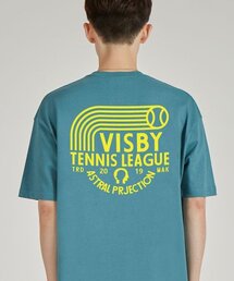 ビスビテニスリーグラウンドネック15番手綿半袖Tシャツ_ブルーグリーン