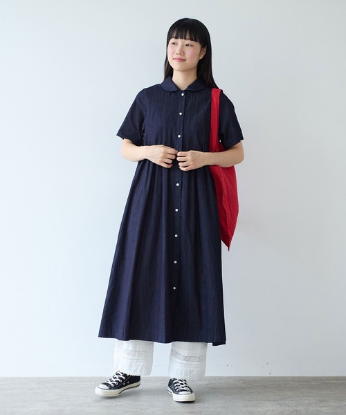 bulle de savon（ビュルデサボン）の「5.5OZ denim 丸衿ワンピース（ワンピース・レディース・インディゴブルー・FREE）」の2枚目の写真