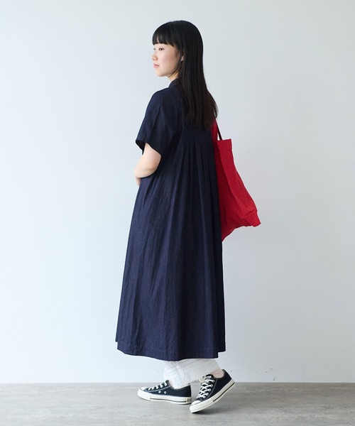 bulle de savon（ビュルデサボン）の「5.5OZ denim 丸衿ワンピース（ワンピース・レディース・インディゴブルー・FREE）」の3枚目の写真