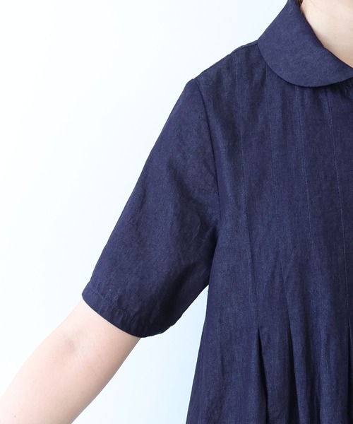 bulle de savon（ビュルデサボン）の「5.5OZ denim 丸衿ワンピース（ワンピース・レディース・インディゴブルー・FREE）」の10枚目の写真