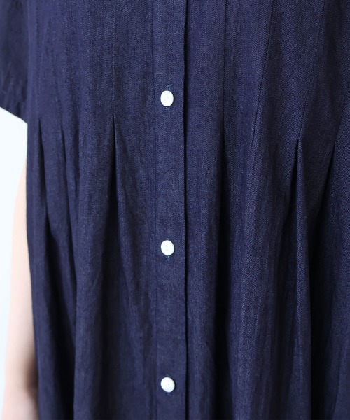 bulle de savon（ビュルデサボン）の「5.5OZ denim 丸衿ワンピース（ワンピース・レディース・インディゴブルー・FREE）」の12枚目の写真