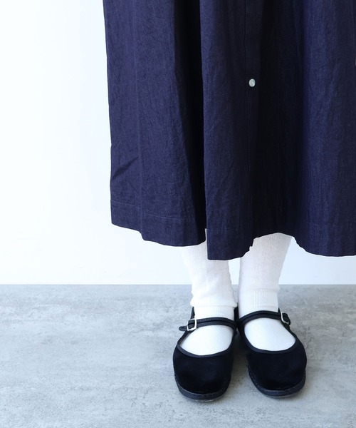 bulle de savon（ビュルデサボン）の「5.5OZ denim 丸衿ワンピース（ワンピース・レディース・インディゴブルー・FREE）」の13枚目の写真