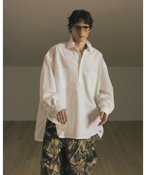 ANGLAN（アングラン）の「Pullover Side-Slit Shirt - White（シャツ/ブラウス・メンズ・その他・FREE）」の5枚目の写真