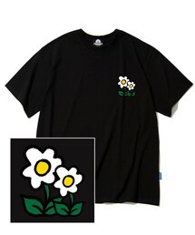 ダブルフラワーロゴTシャツ - ブラック