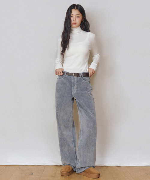 DECET WOMEN（デケット ウーマン）の「[ベルベットデニム]ベルベットワイドジーンズ DCWPT018FOGBLUE（デニムパンツ・レディース・その他・X-SMALL/SMALL/MEDIUM/LARGE）」の7枚目の写真
