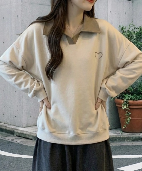 cammie(キャミー)の「ハートポイント襟付きトップス(その他トップス・レディース・ベージュ/ホワイト/ブラック・M/L)」の3枚目の写真