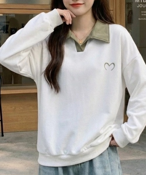 cammie(キャミー)の「ハートポイント襟付きトップス(その他トップス・レディース・ベージュ/ホワイト/ブラック・M/L)」の1枚目の写真