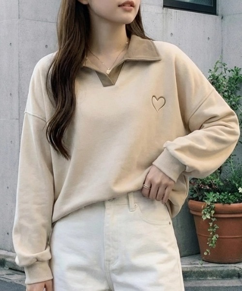 cammie(キャミー)の「ハートポイント襟付きトップス(その他トップス・レディース・ベージュ/ホワイト/ブラック・M/L)」の12枚目の写真