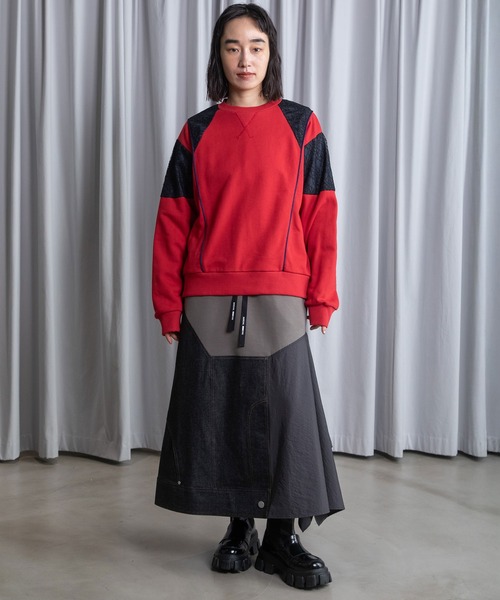 MARECHAL TERRE(マルシャルテル)の「レース切替えスウェットトップス(Tシャツ/カットソー・レディース・レッド/ホワイト/ブラック/グレー・MEDIUM)」の9枚目の写真