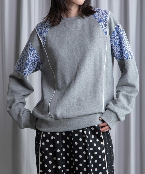 MARECHAL TERRE(マルシャルテル)の「レース切替えスウェットトップス(Tシャツ/カットソー・レディース・レッド/ホワイト/ブラック/グレー・MEDIUM)」の11枚目の写真