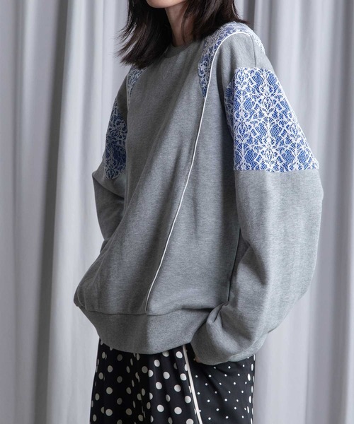 MARECHAL TERRE(マルシャルテル)の「レース切替えスウェットトップス(Tシャツ/カットソー・レディース・レッド/ホワイト/ブラック/グレー・MEDIUM)」の12枚目の写真