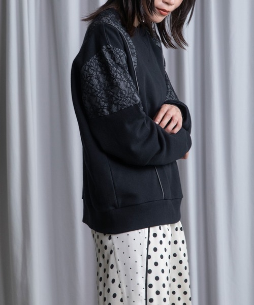 MARECHAL TERRE(マルシャルテル)の「レース切替えスウェットトップス(Tシャツ/カットソー・レディース・レッド/ホワイト/ブラック/グレー・MEDIUM)」の22枚目の写真