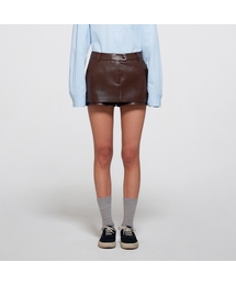 ERA（エラ）の「フェイクレザーパンツスカート - ブラウン（スカート）」