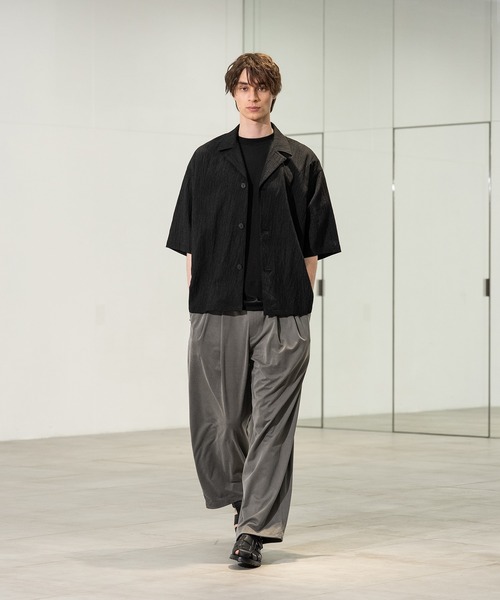 CITY TOKYO（シティトウキョウ）の「【CITY TOKYO/シティートーキョー】Jinbei ハーフスリーブジャケット（シャツ/ブラウス・メンズ・ブラック/ストライプ/ベージュ・2/1）」の4枚目の写真