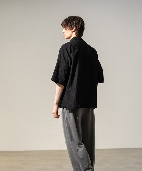 CITY TOKYO（シティトウキョウ）の「【CITY TOKYO/シティートーキョー】Jinbei ハーフスリーブジャケット（シャツ/ブラウス・メンズ・ブラック/ストライプ/ベージュ・2/1）」の6枚目の写真