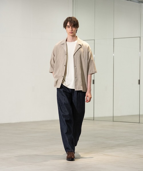 CITY TOKYO（シティトウキョウ）の「【CITY TOKYO/シティートーキョー】Jinbei ハーフスリーブジャケット（シャツ/ブラウス・メンズ・ブラック/ストライプ/ベージュ・2/1）」の9枚目の写真