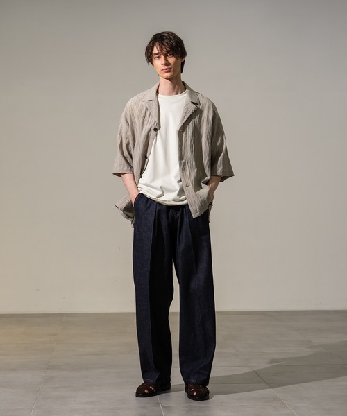 CITY TOKYO（シティトウキョウ）の「【CITY TOKYO/シティートーキョー】Jinbei ハーフスリーブジャケット（シャツ/ブラウス・メンズ・ブラック/ストライプ/ベージュ・2/1）」の10枚目の写真