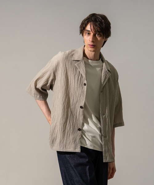 CITY TOKYO（シティトウキョウ）の「【CITY TOKYO/シティートーキョー】Jinbei ハーフスリーブジャケット（シャツ/ブラウス・メンズ・ブラック/ストライプ/ベージュ・2/1）」の11枚目の写真