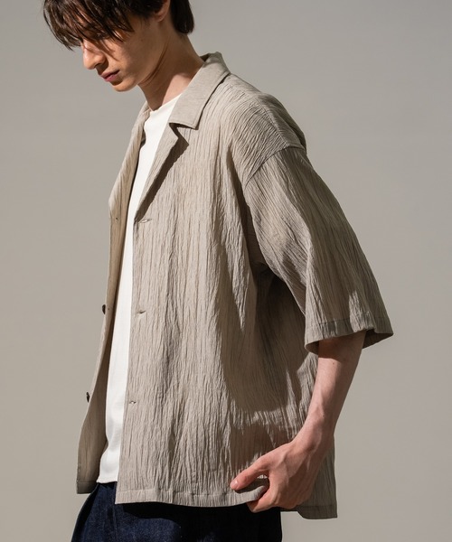 CITY TOKYO（シティトウキョウ）の「【CITY TOKYO/シティートーキョー】Jinbei ハーフスリーブジャケット（シャツ/ブラウス・メンズ・ブラック/ストライプ/ベージュ・2/1）」の12枚目の写真