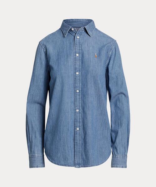 POLO RALPH LAUREN（ポロ ラルフ ローレン）の「クラシック フィット デニム シャツ（シャツ/ブラウス・レディース・ブルー・L/M/S/XL/XS/XXS）」の2枚目の写真