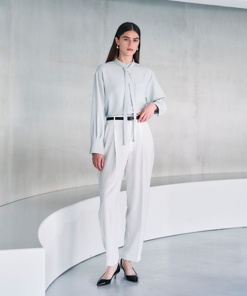 N.O.R.C（ノーク）の「バックサテンストレッチボウタイブラウス（シャツ/ブラウス・レディース・ホワイト/サックスブルー/ネイビー・フリー）」の5枚目の写真