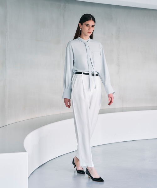 N.O.R.C（ノーク）の「バックサテンストレッチボウタイブラウス（シャツ/ブラウス・レディース・ホワイト/サックスブルー/ネイビー・フリー）」の6枚目の写真