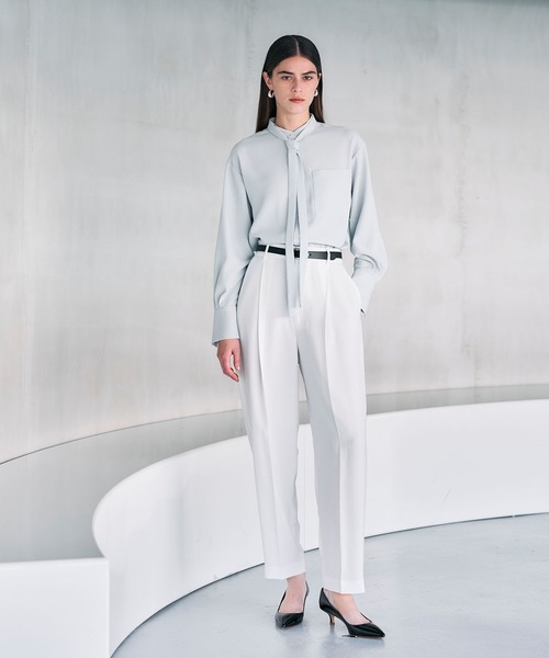 N.O.R.C（ノーク）の「バックサテンストレッチボウタイブラウス（シャツ/ブラウス・レディース・ホワイト/サックスブルー/ネイビー・フリー）」の8枚目の写真