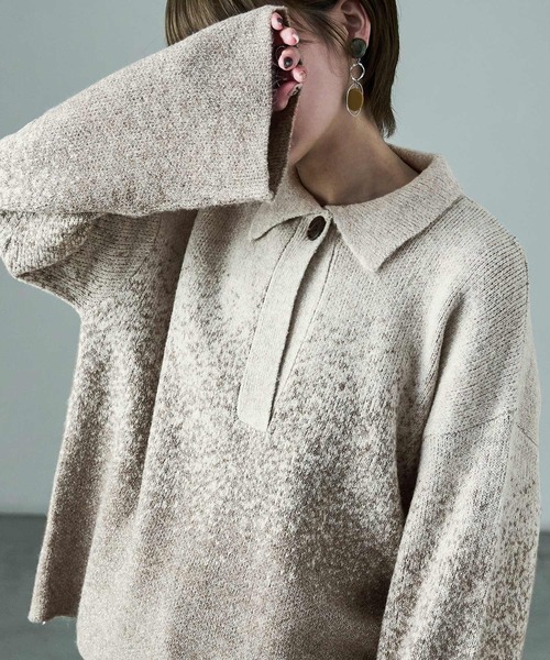 Fashion Letter(ファッションレター)の「ラメグラデーションニット キーネックプルオーバー(ニット/セーター・レディース・チャコールグレー/ライトグレー/ベージュ・M)」の5枚目の写真