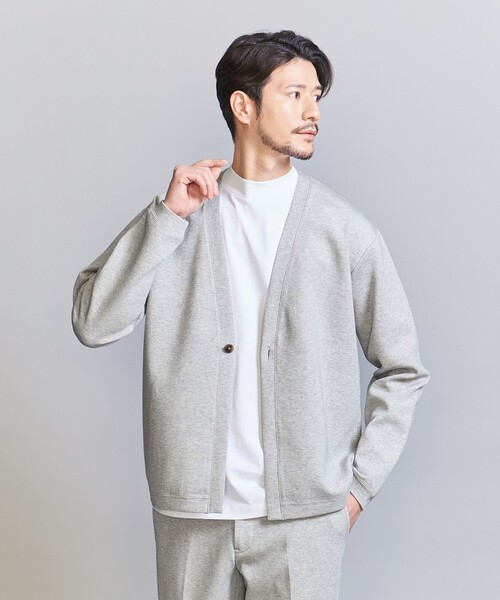 BEAUTY&YOUTH UNITED ARROWS(ビューティーアンドユースユナイテッドアローズ)の「【WEB限定 WARDROBE SMART】ダブルニット カーディガン/セットアップ対応【抗菌・防臭】(カーディガン/ボレロ・メンズ・ダークグレー/ブラック/オリーブ/グレー・S/M/L/XL)」の2枚目の写真