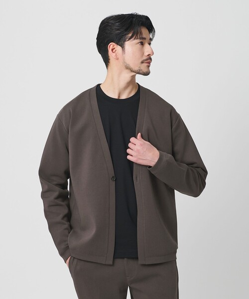 BEAUTY&YOUTH UNITED ARROWS(ビューティーアンドユースユナイテッドアローズ)の「【WEB限定 WARDROBE SMART】ダブルニット カーディガン/セットアップ対応【抗菌・防臭】(カーディガン/ボレロ・メンズ・ダークグレー/ブラック/オリーブ/グレー・S/M/L/XL)」の3枚目の写真