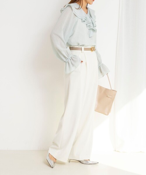 NOLLEY’S（ノーリーズ）の「ウォッシャブルドライツイルワイドパンツ（その他パンツ・レディース・ホワイト/ブルー/チャコールグレー・36/38）」の5枚目の写真