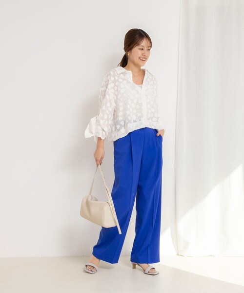 NOLLEY’S（ノーリーズ）の「ウォッシャブルドライツイルワイドパンツ（その他パンツ・レディース・ホワイト/ブルー/チャコールグレー・36/38）」の17枚目の写真