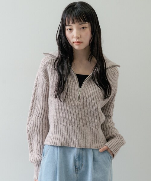 GALLEST(ギャレスト)の「メランジハーフジップニット(ニット/セーター・レディース・ベージュ系その他7/グレー系4/サックスブルー系8・38)」の2枚目の写真