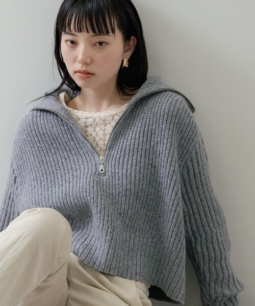 GALLEST(ギャレスト)の「メランジハーフジップニット(ニット/セーター・レディース・ベージュ系その他7/グレー系4/サックスブルー系8・38)」の13枚目の写真