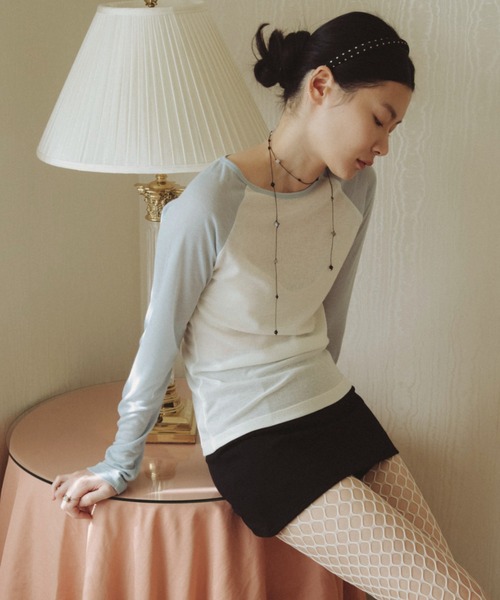 FUULLY STUDIO(フーリィーステューディオ)の「シアーラグランロングスリーブTEE(Tシャツ/カットソー・レディース・ライトブルー/ピンク・FREE)」の4枚目の写真