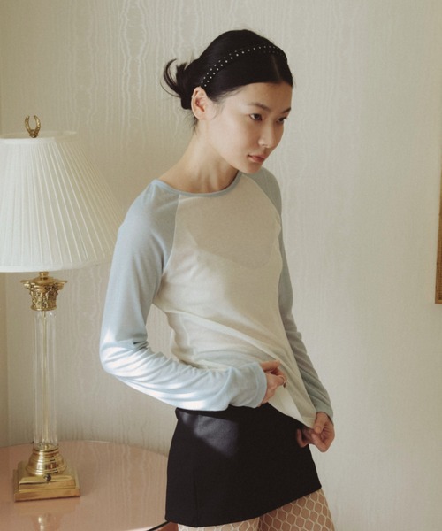 FUULLY STUDIO(フーリィーステューディオ)の「シアーラグランロングスリーブTEE(Tシャツ/カットソー・レディース・ライトブルー/ピンク・FREE)」の7枚目の写真