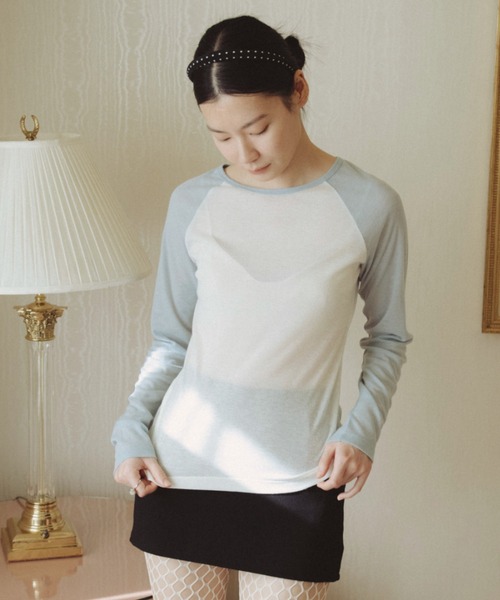 FUULLY STUDIO(フーリィーステューディオ)の「シアーラグランロングスリーブTEE(Tシャツ/カットソー・レディース・ライトブルー/ピンク・FREE)」の8枚目の写真