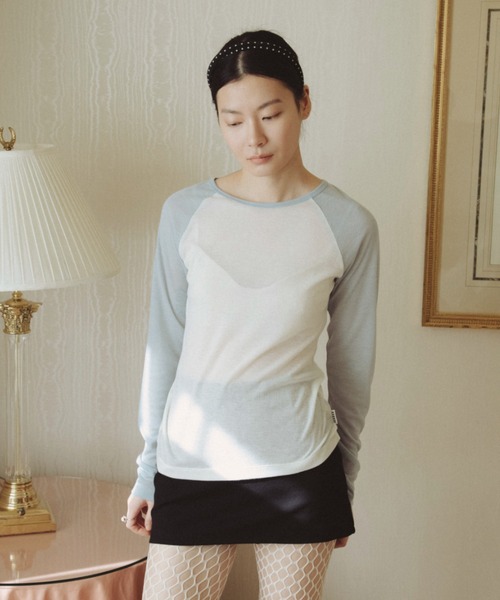 FUULLY STUDIO(フーリィーステューディオ)の「シアーラグランロングスリーブTEE(Tシャツ/カットソー・レディース・ライトブルー/ピンク・FREE)」の9枚目の写真