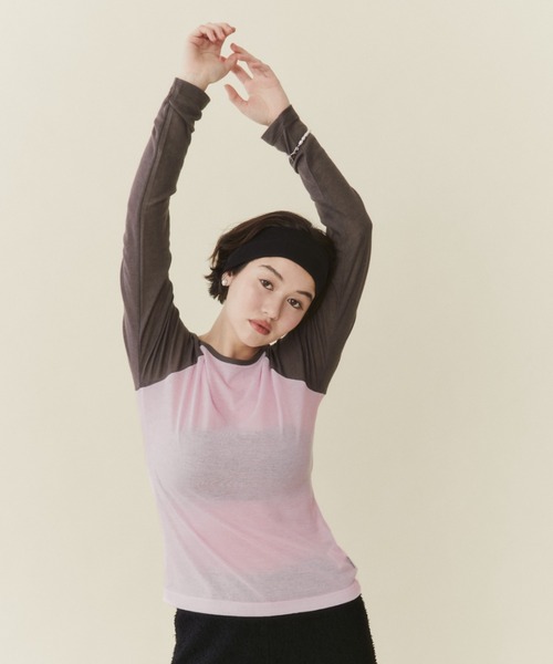 FUULLY STUDIO(フーリィーステューディオ)の「シアーラグランロングスリーブTEE(Tシャツ/カットソー・レディース・ライトブルー/ピンク・FREE)」の16枚目の写真