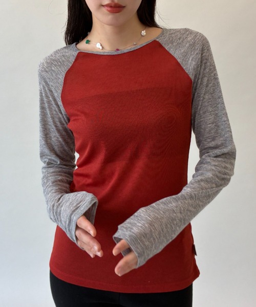 FUULLY STUDIO（フーリィーステューディオ）の「シアーラグランロングスリーブTEE（Tシャツ/カットソー・レディース・ライトブルー/ピンク・FREE）」の10枚目の写真