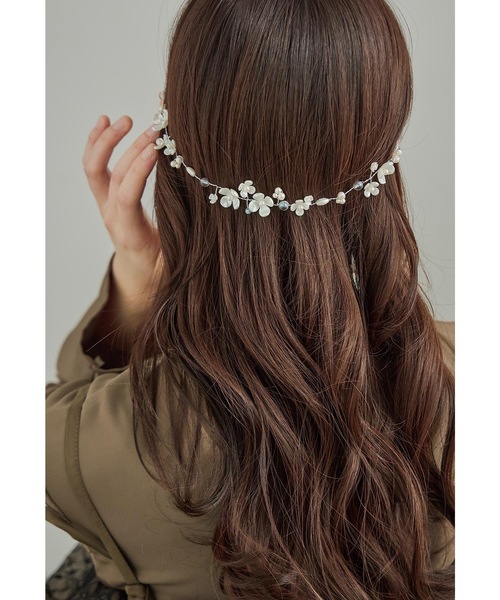 パールフラワーヘッドドレス ヘアアクセサリー ヘアピン 結婚式 二次会