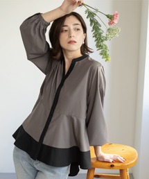 OPAQUE.CLIP（オペークドットクリップ）の「バイカラーアソート ペプラム前あきブラウス（シャツ/ブラウス）」