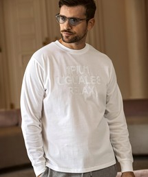 1PIU1UGUALE3 RELAX(ウノピゥウノウグァーレトレ リラックス)ツイルロゴ アップリケロングTシャツ