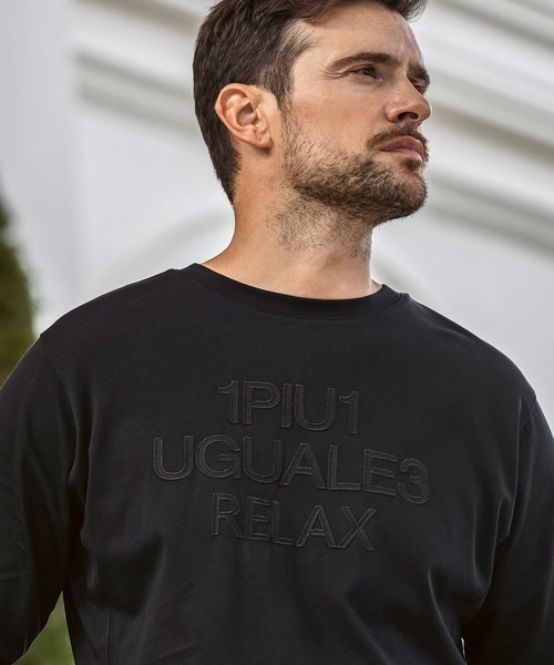 1PIU1UGUALE3 RELAX (ウノピゥウノウグァーレトレ リラックス)の「1PIU1UGUALE3 RELAX(ウノピゥウノウグァーレトレ リラックス)ツイルロゴ アップリケロングTシャツ(Tシャツ/カットソー・メンズ・ホワイト/ブラック・S/M/L/XL/XXL)」の12枚目の写真