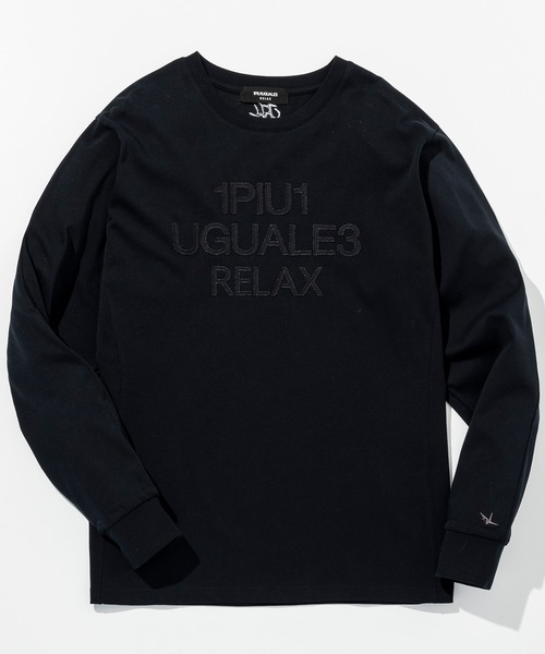 1PIU1UGUALE3 RELAX (ウノピゥウノウグァーレトレ リラックス)の「1PIU1UGUALE3 RELAX(ウノピゥウノウグァーレトレ リラックス)ツイルロゴ アップリケロングTシャツ(Tシャツ/カットソー・メンズ・ホワイト/ブラック・S/M/L/XL/XXL)」の5枚目の写真