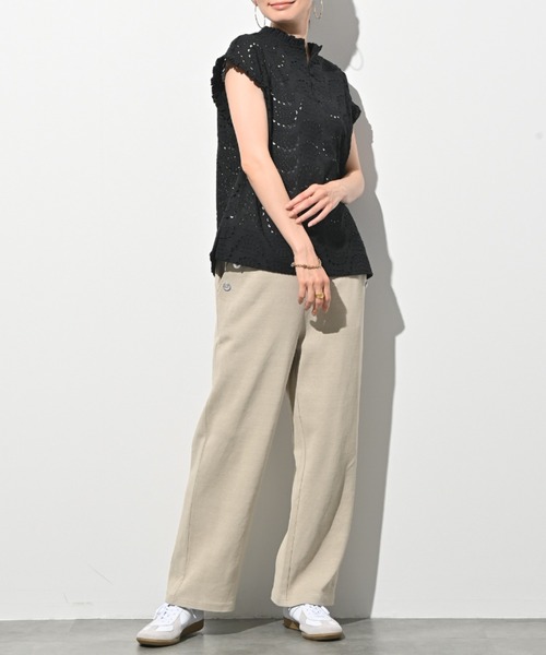 aunt lily（アントリリー）の「さらさらエアフロージャージーマリンパンツ ワイドテーパードパンツ ペーパーヤーン リネンライク きちんと見え（その他パンツ・レディース・ブラック/キナリ・M/L/S/LL/3L）」の3枚目の写真