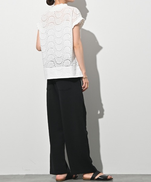 aunt lily（アントリリー）の「さらさらエアフロージャージーマリンパンツ ワイドテーパードパンツ ペーパーヤーン リネンライク きちんと見え（その他パンツ・レディース・ブラック/キナリ・M/L/S/LL/3L）」の18枚目の写真